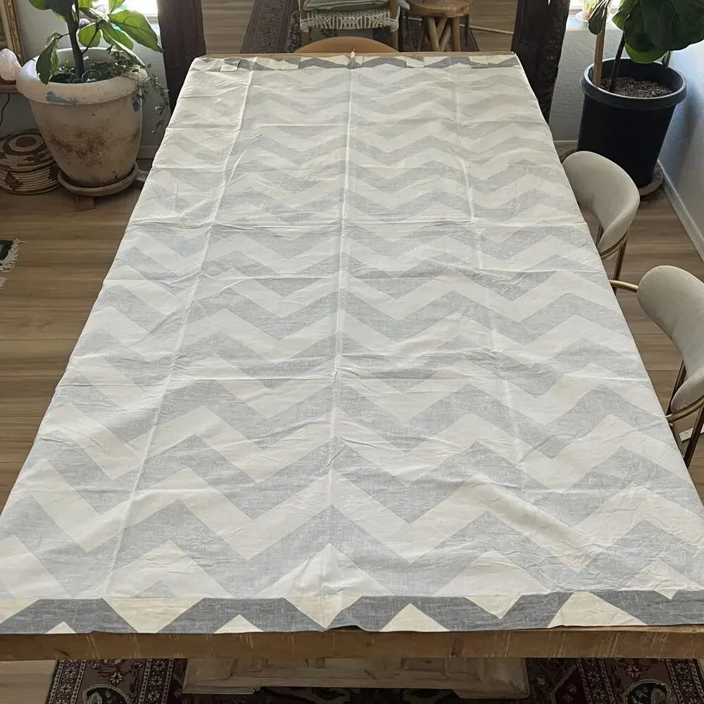 2 West Elm Gray Chevron Zig Zag Cotton Window Panels 48